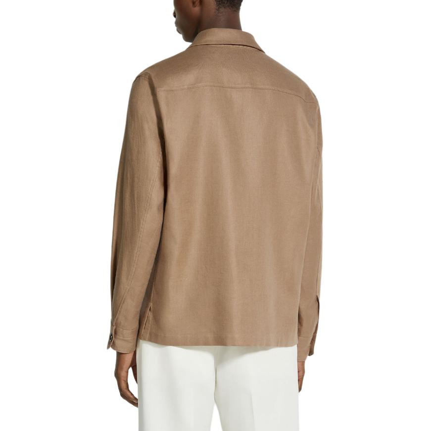 Shop ゼニア SS24 ソリッドベージュ 長袖 ボタンアップシャツ UDV60A7-SOT10-N04