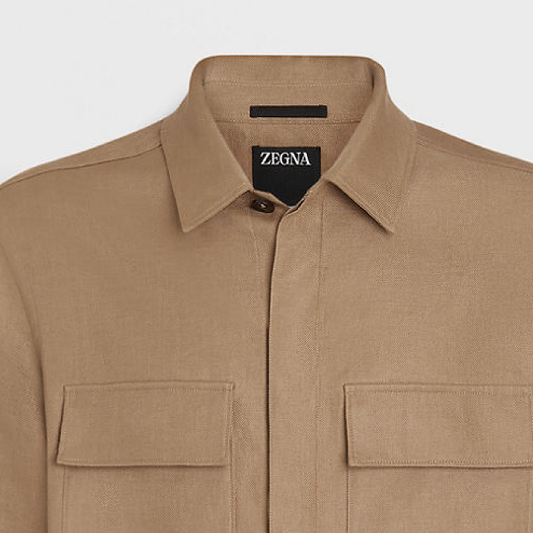 Details for ゼニア SS24 ソリッドベージュ 長袖 ボタンアップシャツ UDV60A7-SOT10-N04