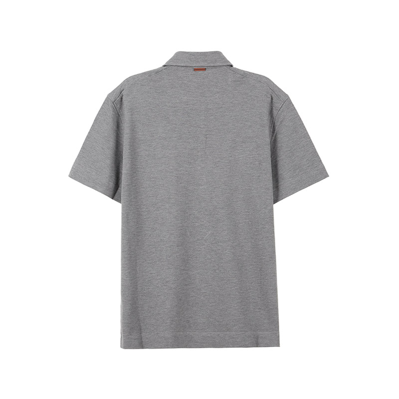 Lookbook Zegna SS24  Solid Button-Up Short Sleeve Polo Shirt in Light Gray UD392-A7D752-K95