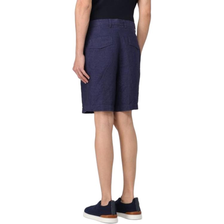 Sizing Zegna SS24 深藍色實色拉鍊口袋休閒短褲 UDI32A-7TB05-B09