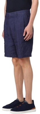 Zegna SS24 深藍色實色拉鍊口袋休閒短褲 UDI32A-7TB05-B09 1