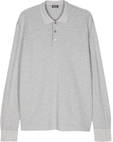 Zegna SS24 Solid Knit Side-Slit Long Sleeve Polo Shirt Grey. UE381-A8E748 Zegna SS24 Solid Knit Side-Slit Long Sleeve Polo Shirt Grey. UE381-A8E748