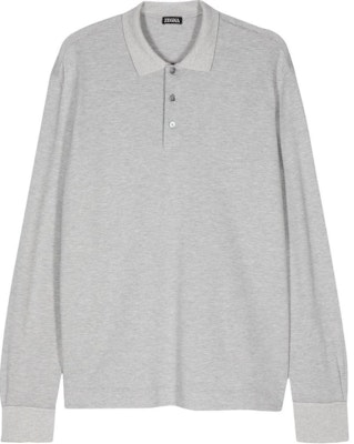 Zegna SS24 Baju Polo Lengan Panjang Kelabu Knit dengan Belahan Sisi. UE381-A8E748 Buy Zegna SS24 Baju Polo Lengan Panjang Kelabu Knit dengan Belahan Sisi. UE381-A8E748