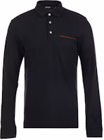 Order Zegna SS24 條紋細節與胸袋設計長袖純色 Polo 衫 UD392A7D757B09