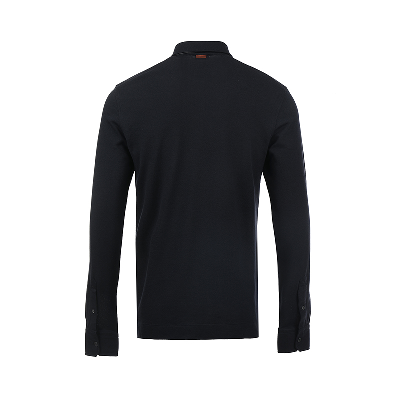 Lookbook Zegna SS24 條紋細節與胸袋設計長袖純色 Polo 衫 UD392A7D757B09