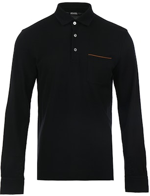 Zegna SS24 條紋細節與胸袋設計長袖純色 Polo 衫 UD392A7D757B09 Sizing Zegna SS24 條紋細節與胸袋設計長袖純色 Polo 衫 UD392A7D757B09