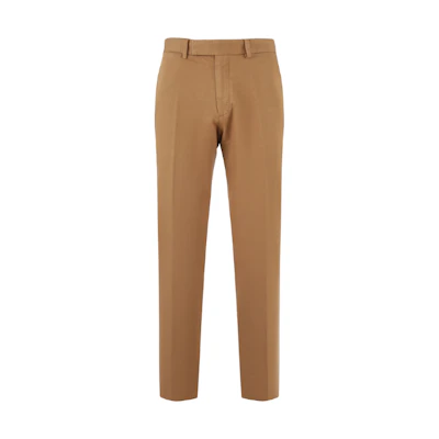 Zegna SS24 Solid Pleated Casual Pants with Zip Pockets in Khaki. UDI37A-7TN10-N04