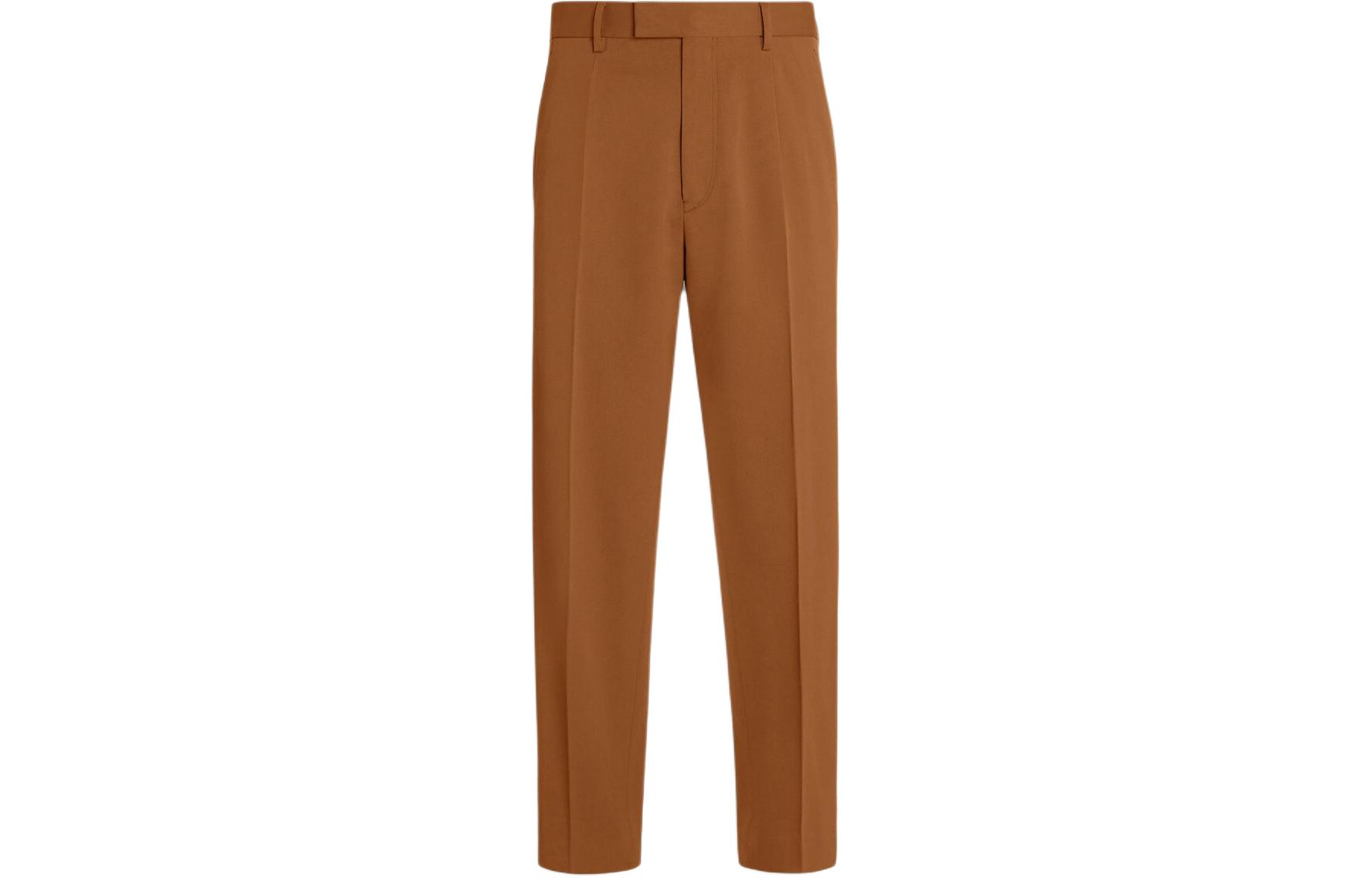 Zegna SS24  Solid Pleated Zip Straight Casual Pants Deep Leaf Green UDI04A7-TP45-N05