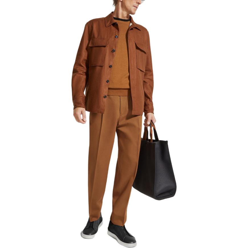 Zegna SS24  Solid Pleated Zip Straight Casual Pants Deep Leaf Green UDI04A7-TP45-N05 圖 3