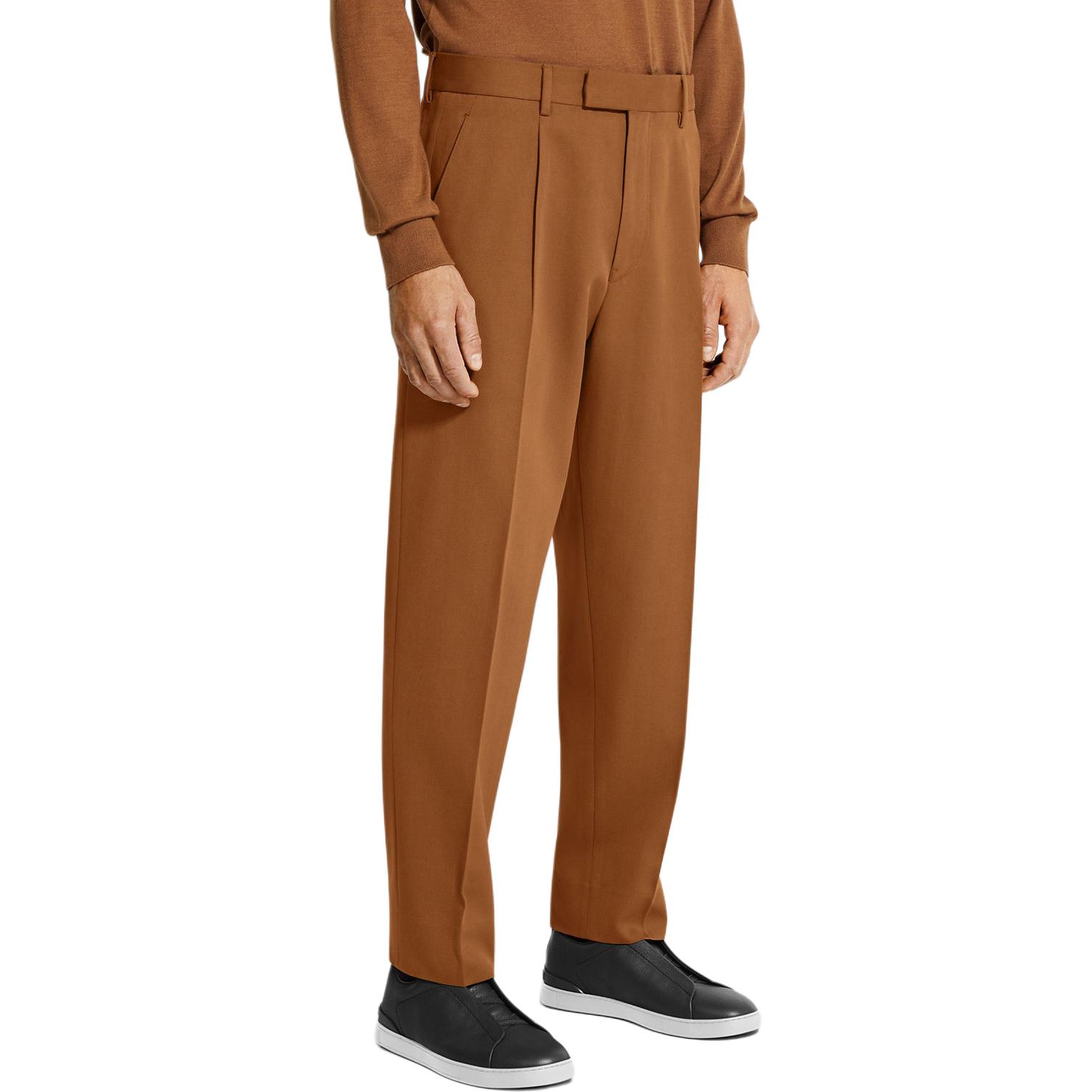 Zegna SS24  Solid Pleated Zip Straight Casual Pants Deep Leaf Green UDI04A7-TP45-N05 圖 5