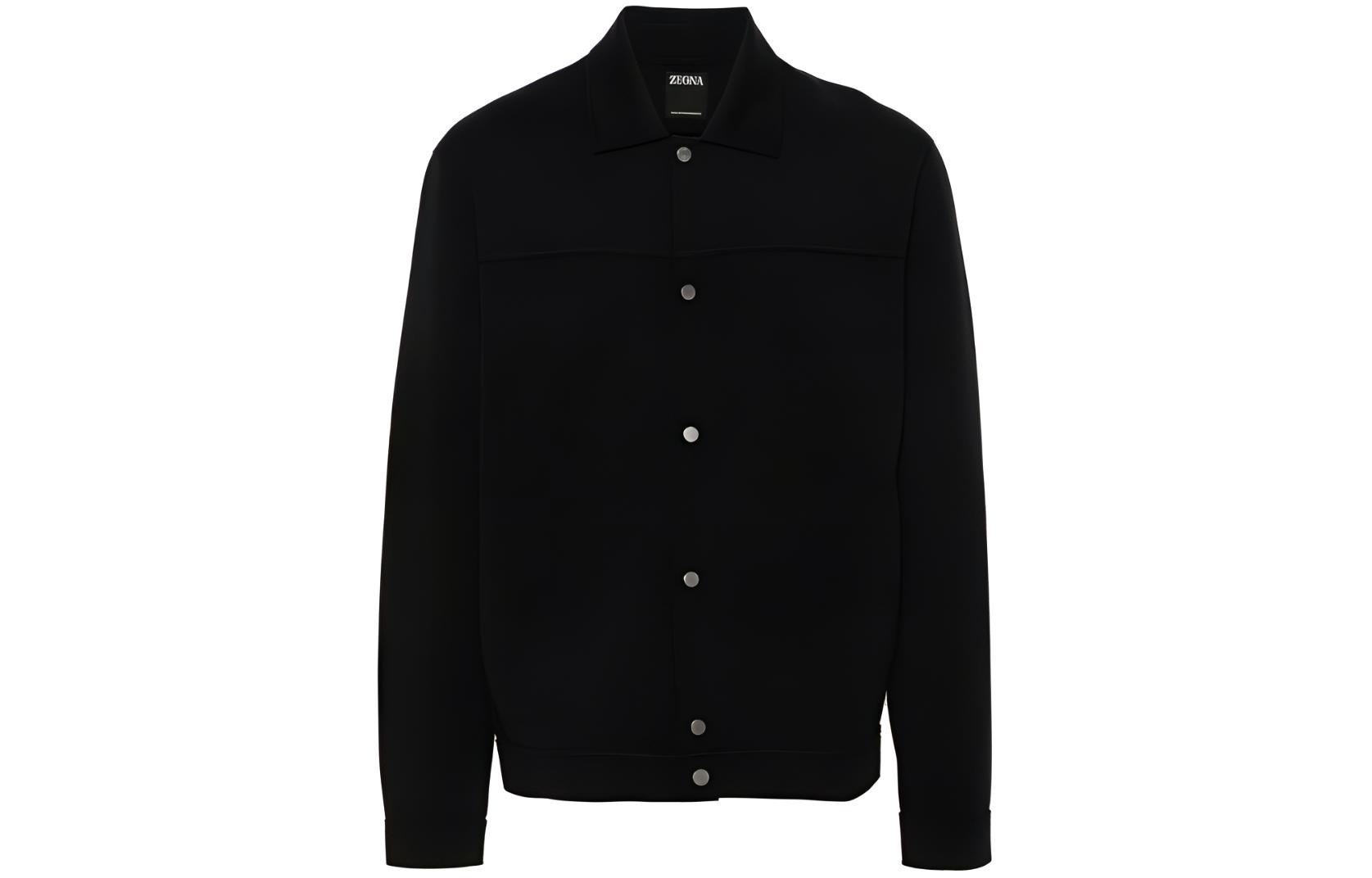 Zegna SS24  Solid Single-Breasted Casual Long Sleeve Jacket Black. UD564-A7DCT8-K09