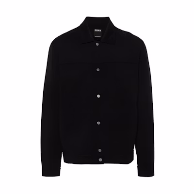 Zegna SS24 Solid Single-Breasted Casual Long Sleeve Jacket Black. UD564-A7DCT8-K09