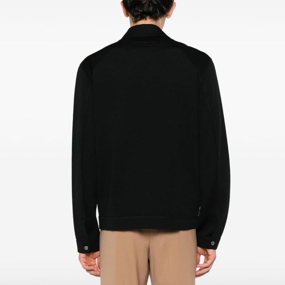 Shop Zegna SS24 Chaqueta Negra Casual de Manga Larga con Botón Simple. UD564-A7DCT8-K09
