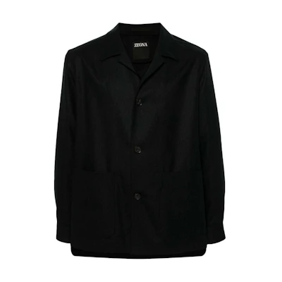 Zegna SS24 Solid Single-Breasted Long Sleeve Blazer Black 854C0-0A81DH-AQ0