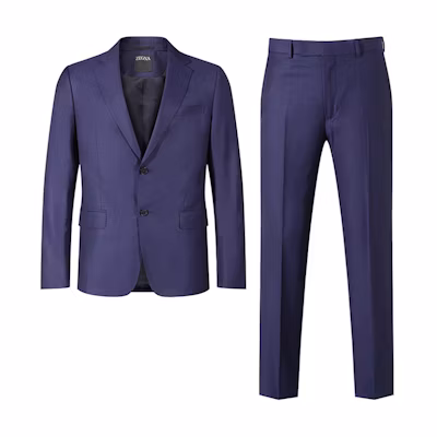 Zegna SS24 Solid Single-Breasted Suit Set in Deep Blue. 72270-4A7281-CGA