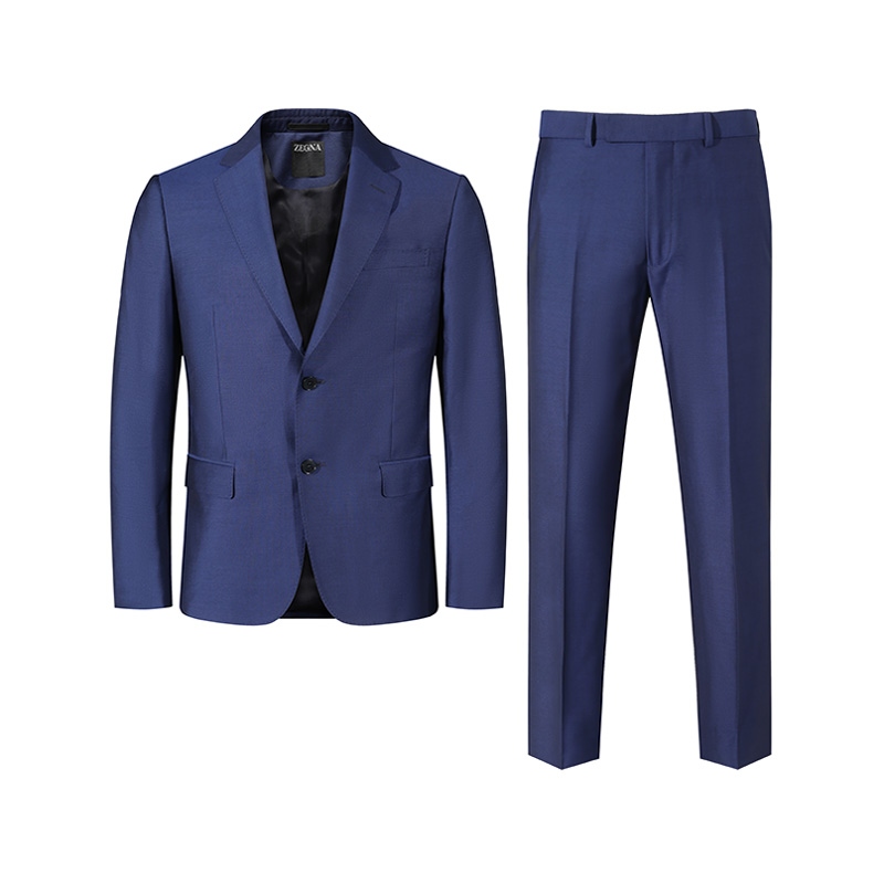 Zegna SS24  Solid Workwear Blue Single-Breasted Suit Set. 71770-5A7281-CGA