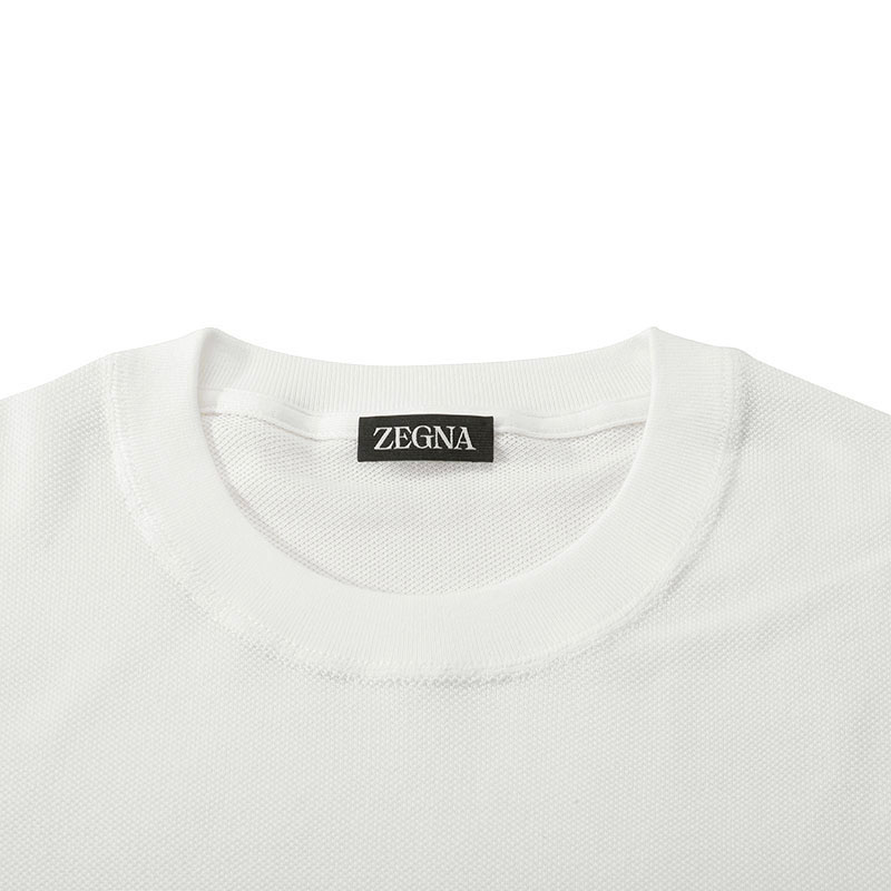 Shop Zegna SS24 條紋圓領短袖T恤 - 螢光白色 UDC9XA7-C10-N00