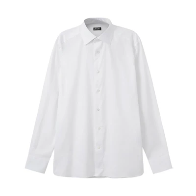 Zegna SS24 White Casual Long-Sleeve Solid Button-Up Shirt 70135-0A79MS-0JI
