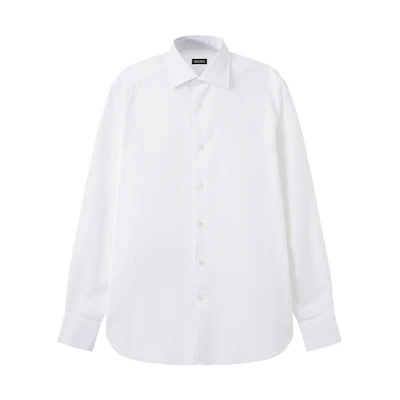 Zegna SS24 White Solid Color Long-Sleeve Button-Up Shirt 70390-1A79MS-0JI