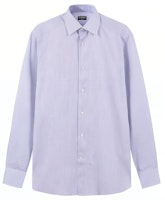 Zegna SS24 White Striped Long Sleeve Shirt with Blue Accents 70104-2A79MS-0JI Zegna SS24 White Striped Long Sleeve Shirt with Blue Accents 70104-2A79MS-0JI