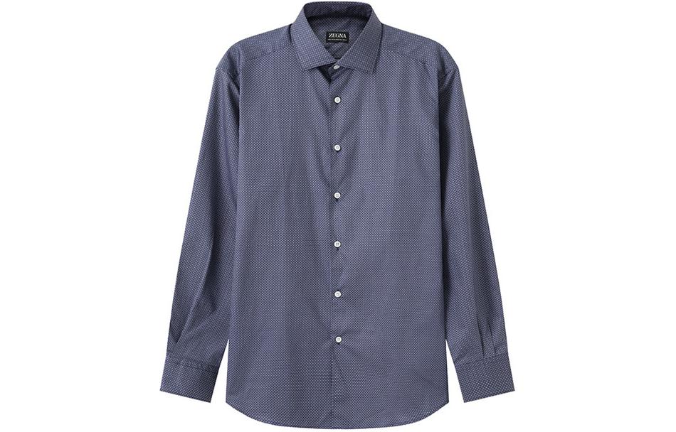 Order Zegna SS24 格紋印花長袖襯衫 海軍藍 UCX05-A6SRF5-612