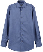 Zegna SS24 Geometric Print Navy Blue Single-Breasted Long Sleeve Shirt Men UDX06-A7SRF5-802 Zegna SS24 Geometric Print Navy Blue Single-Breasted Long Sleeve Shirt Men UDX06-A7SRF5-802