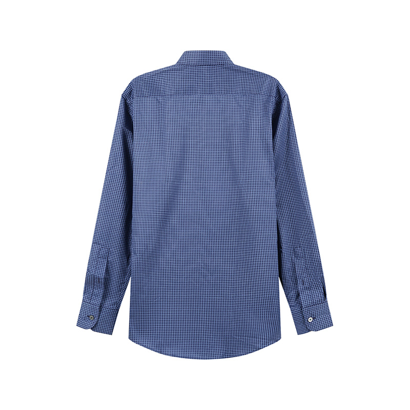 Lookbook Zegna SS24 幾何印花海軍藍單排扣長袖襯衫 男士 UDX06-A7SRF5-802