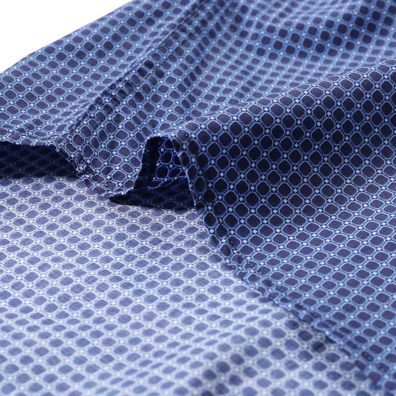 Purchase Zegna SS24 幾何印花海軍藍單排扣長袖襯衫 男士 UDX06-A7SRF5-802