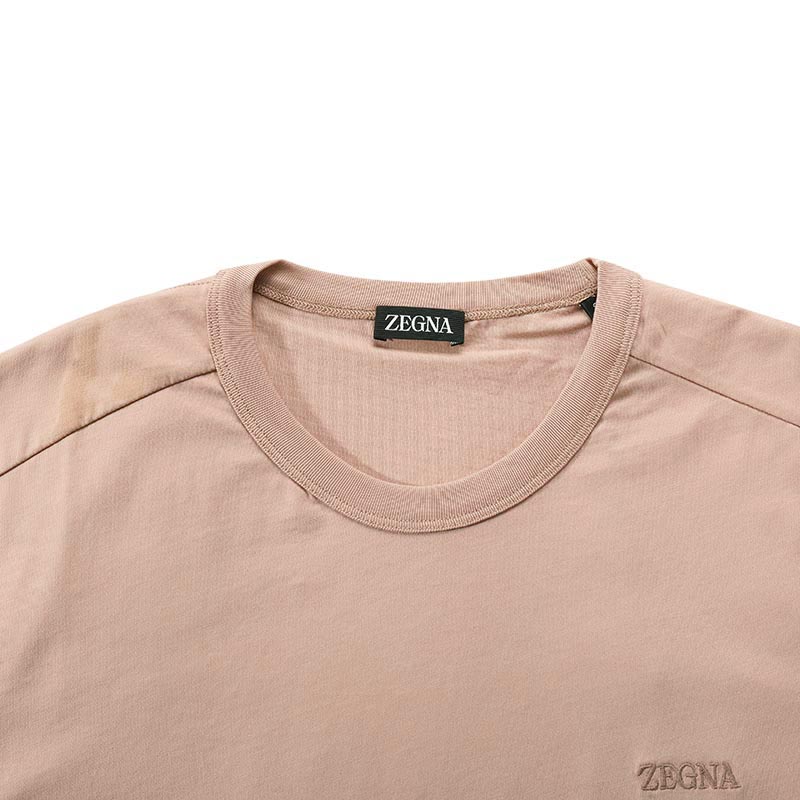 Sizing Zegna SS24 刺繡標誌圓領T恤 男士肉桂粉色款式 UD360A-7D760-P04
