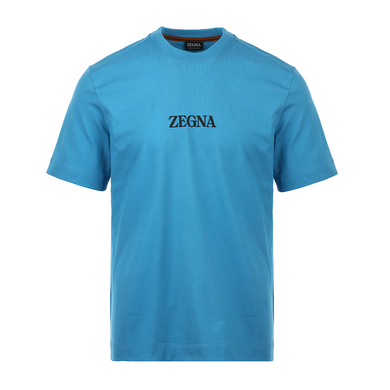 Zegna SS24 Logo Print Crewneck Short Sleeve T-Shirt for Men UD364A7D777A05