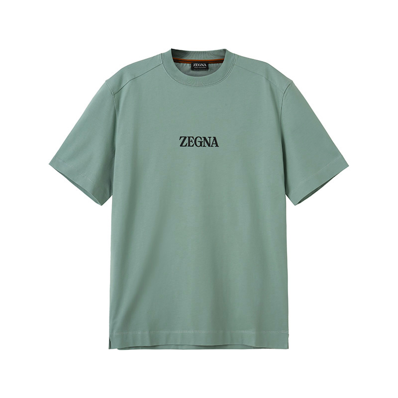 Order Zegna SS24 Logo印花男士圓領T恤 淺綠色 UD364-A7D777-V04