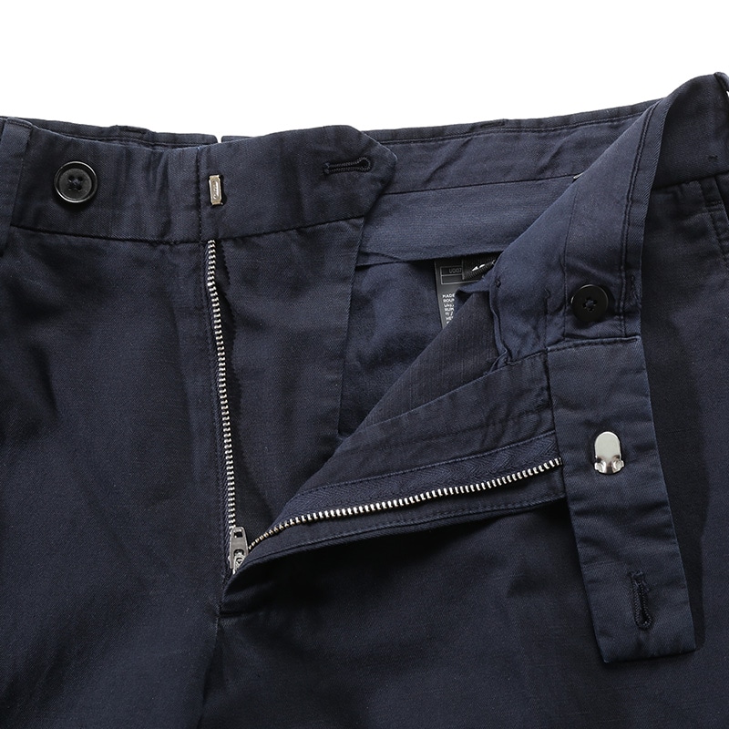 Cheap Zegna 男士SS24深藍色中腰褶皺休閒長褲 UDI37A-7TN10-B09