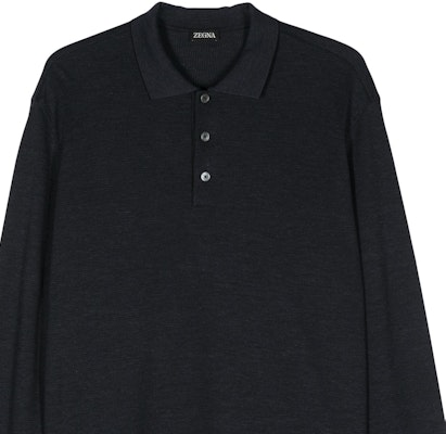Zegna SS24 男士午夜藍側開衩長袖Polo衫 UE381-A8E748-B09 Shop Zegna SS24 男士午夜藍側開衩長袖Polo衫 UE381-A8E748-B09