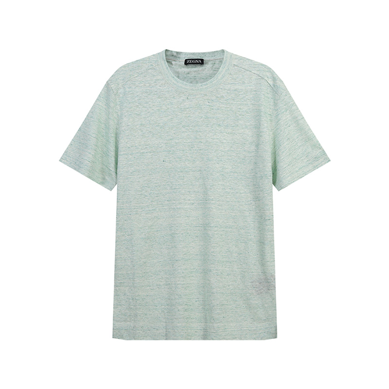 Zegna SS24 Mint Green Crewneck Short-Sleeve T-Shirt for Men. UD323A-7D779-V04