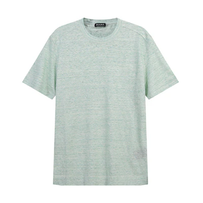 Zegna SS24 Mint Green Crewneck Short-Sleeve T-Shirt for Men. UD323A-7D779-V04