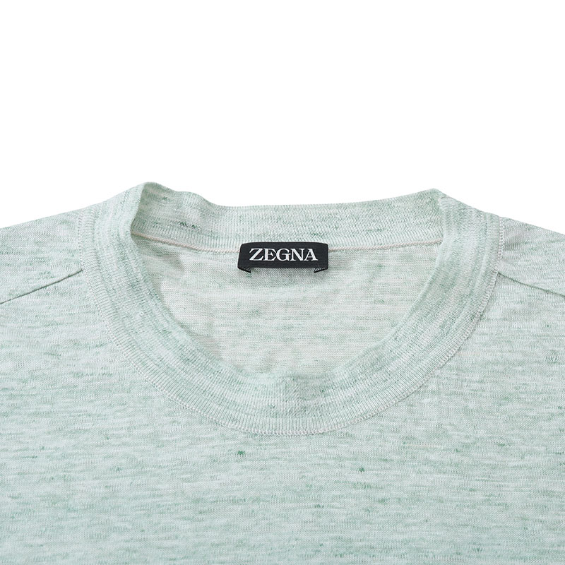 Shop Zegna SS24 男款薄荷綠短袖圓領T恤。 UD323A-7D779-V04