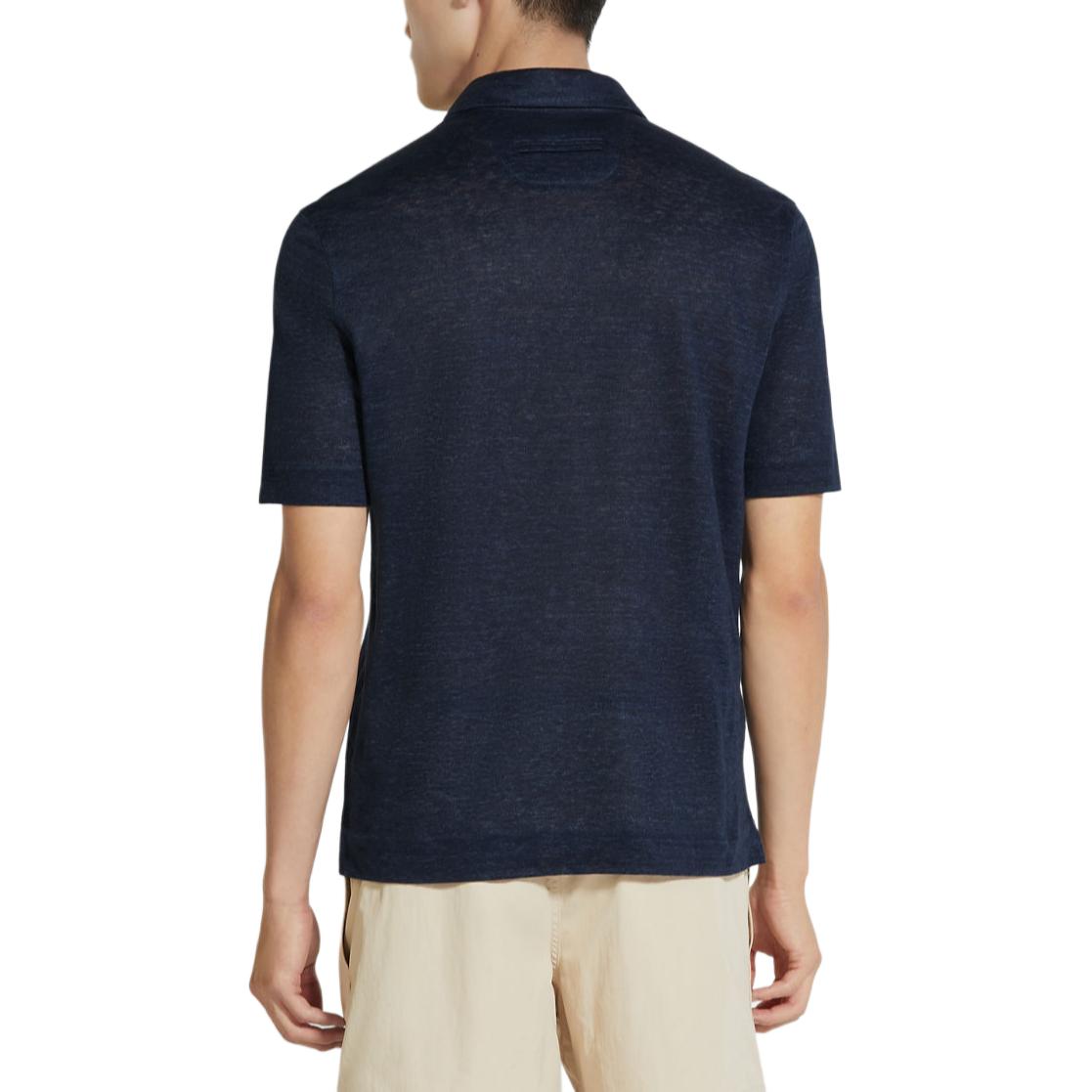 Zegna SS24 Navy Blue Button-Up Straight-Cut Polo Shirt for Men. UD349-A7D770-B09 圖 4