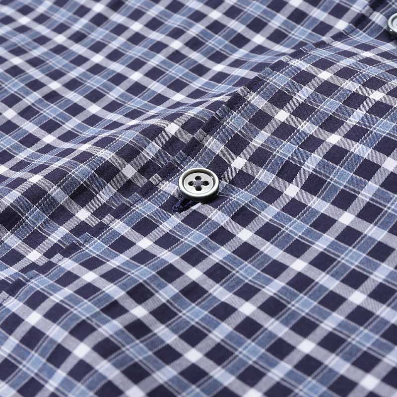 Purchase Zegna SS24 男士深藍色格紋長袖襯衫。 UDX21-A7SRF5-217