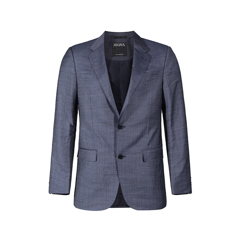 Lookbook Traje Zegna SS24 Hombre Gris-Azul de un Solo Botón y Pliegues. 72203-7A7221-225