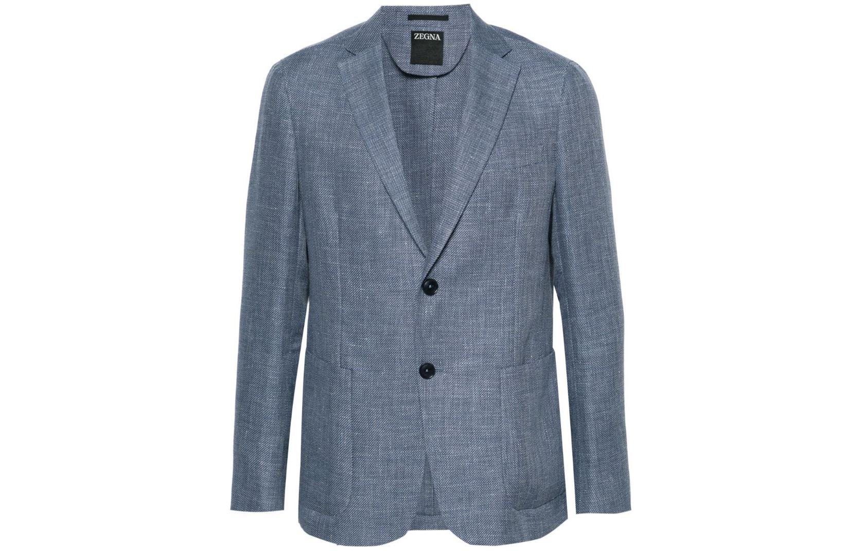 Zegna SS24 Slim-Fit Single-Breasted Casual Blazer Steel Blue for Men. 77670-9A71DN-MG0