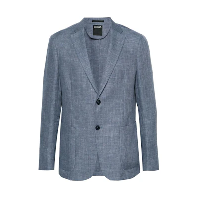 Zegna SS24 Slim-Fit Single-Breasted Casual Blazer Steel Blue for Men. 77670-9A71DN-MG0