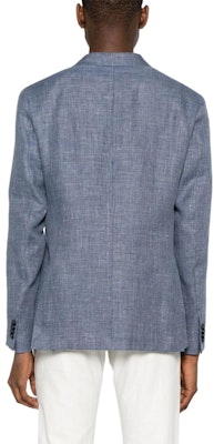 Zegna SS24 男士修身單排扣休閒西裝外套 鋼藍色。 77670-9A71DN-MG0 Shop Zegna SS24 男士修身單排扣休閒西裝外套 鋼藍色。 77670-9A71DN-MG0