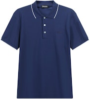Zegna SS24 Slim Fit Logo Embroidered Polo Shirt Workwear Blue. UD358A-7D746-B07 Zegna SS24 Slim Fit Logo Embroidered Polo Shirt Workwear Blue. UD358A-7D746-B07