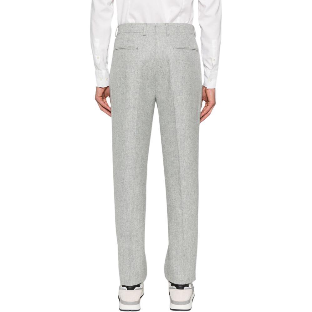 Shop Zegna SS24 男士修身中腰淺灰正裝長褲 853F0-0A875P-M12