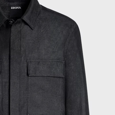 Zegna SS24 男士純黑色扣襟設計長袖襯衫。 UDV60A7-SOT10-K08 Sizing Zegna SS24 男士純黑色扣襟設計長袖襯衫。 UDV60A7-SOT10-K08