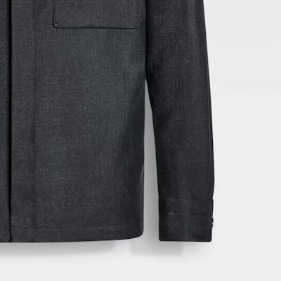 Zegna SS24 男士純黑色扣襟設計長袖襯衫。 UDV60A7-SOT10-K08 Cheap Zegna SS24 男士純黑色扣襟設計長袖襯衫。 UDV60A7-SOT10-K08