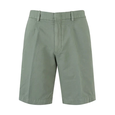 Zegna SS24 Solid Color Green Casual Shorts with Zip Pockets. UDI37A-7TB05-V04
