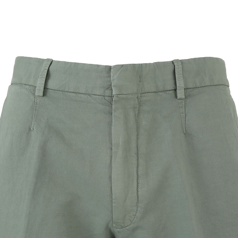 Cheap Zegna SS24 綠色拉鍊口袋休閒短褲 固色設計。 UDI37A-7TB05-V04