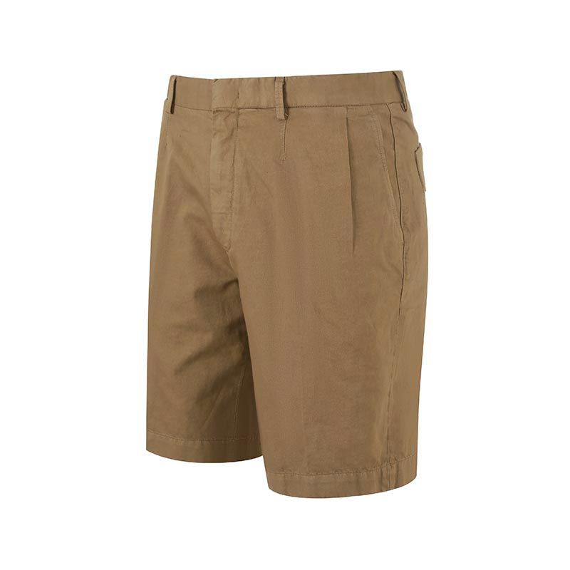 Shop Zegna SS24 純色中腰直筒休閒短褲 男款 卡其棕色 UDI37A-7TB05-N04