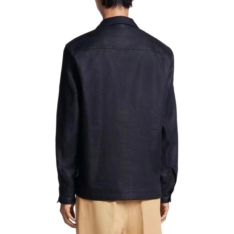 Lookbook 杰尼亚SS24海军蓝纯色长袖夹克带口袋 UDV60A-7SOT10-B09